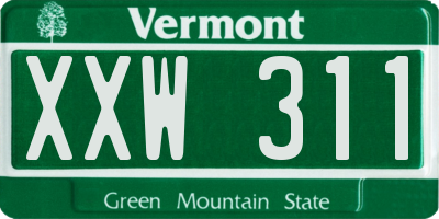 VT license plate XXW311