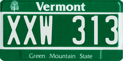 VT license plate XXW313