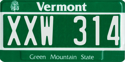 VT license plate XXW314