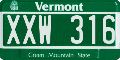VT license plate XXW316