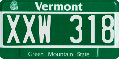 VT license plate XXW318