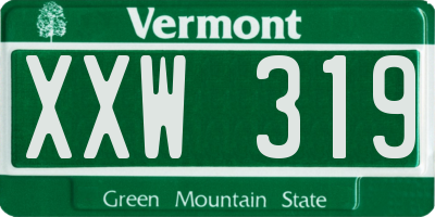 VT license plate XXW319