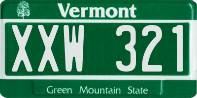 VT license plate XXW321