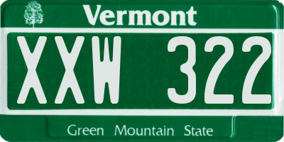 VT license plate XXW322