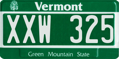 VT license plate XXW325