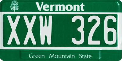 VT license plate XXW326