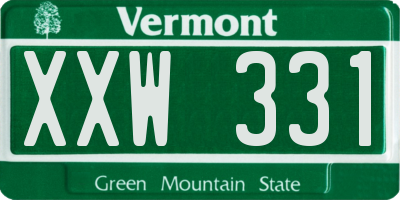 VT license plate XXW331