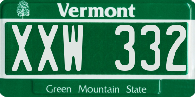 VT license plate XXW332