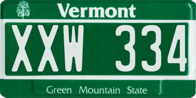 VT license plate XXW334