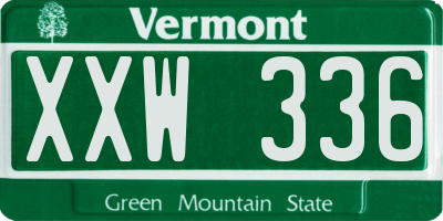 VT license plate XXW336