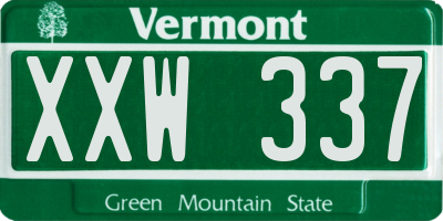 VT license plate XXW337