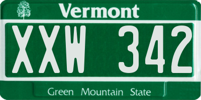 VT license plate XXW342