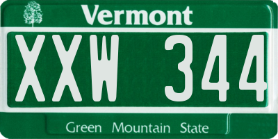 VT license plate XXW344
