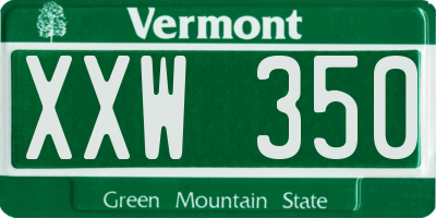 VT license plate XXW350