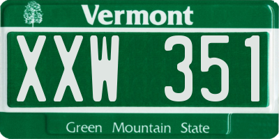 VT license plate XXW351