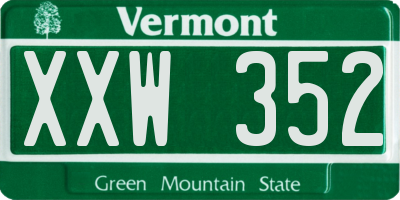 VT license plate XXW352