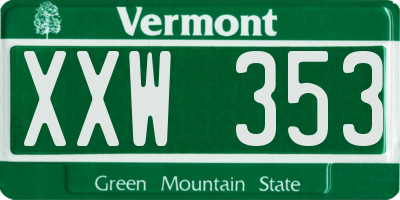 VT license plate XXW353