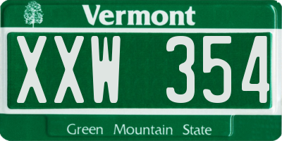 VT license plate XXW354