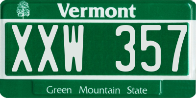 VT license plate XXW357