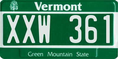 VT license plate XXW361
