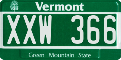 VT license plate XXW366