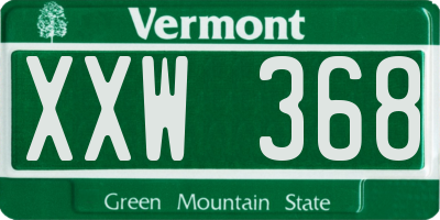 VT license plate XXW368