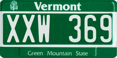 VT license plate XXW369