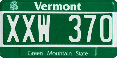 VT license plate XXW370