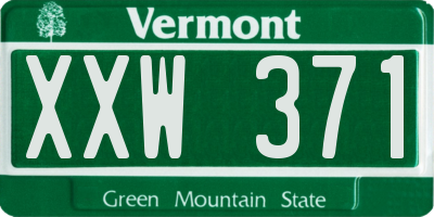 VT license plate XXW371