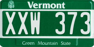 VT license plate XXW373