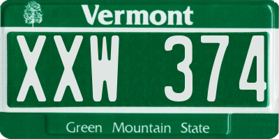 VT license plate XXW374