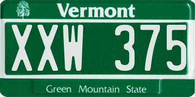 VT license plate XXW375