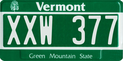 VT license plate XXW377
