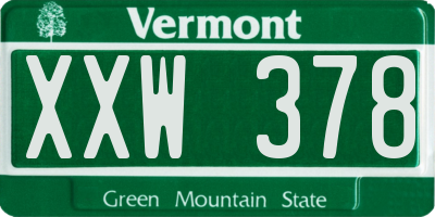 VT license plate XXW378