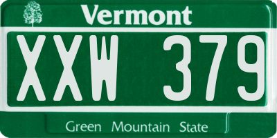 VT license plate XXW379