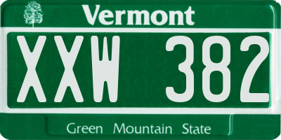 VT license plate XXW382