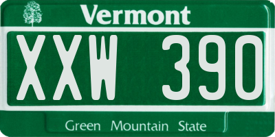 VT license plate XXW390