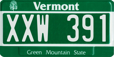 VT license plate XXW391
