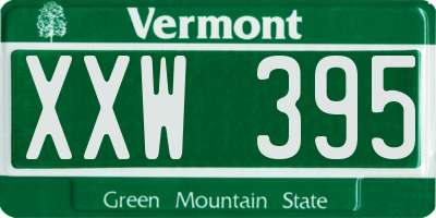 VT license plate XXW395