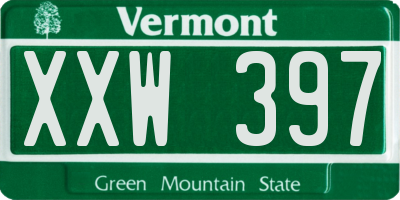 VT license plate XXW397