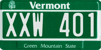 VT license plate XXW401