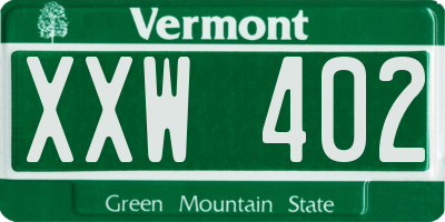 VT license plate XXW402