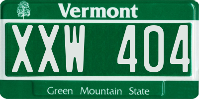 VT license plate XXW404