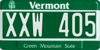 VT license plate XXW405