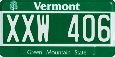 VT license plate XXW406
