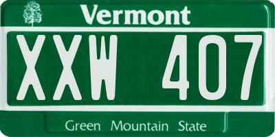 VT license plate XXW407