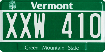 VT license plate XXW410