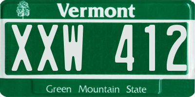 VT license plate XXW412