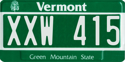 VT license plate XXW415