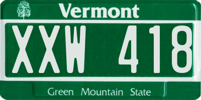 VT license plate XXW418